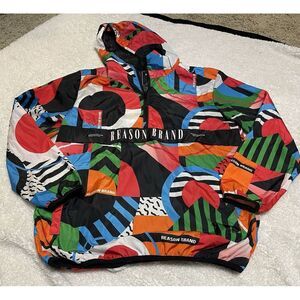 Reason Brand ABSTRACT 90S THEME Men's‎ Pullover Medium  Windbreaker Jacket